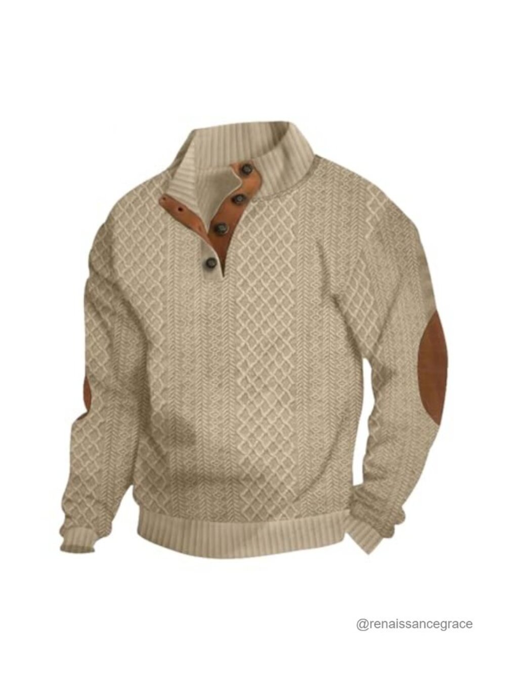Men's Quarter Button Sweatshirt Pullover Casual Long Sleeve Stand Collar